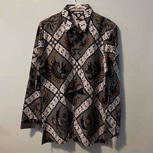 Batik Keris Long Sleeve Solo Indonesia Men’s Dress Shirt Size 16 NWT